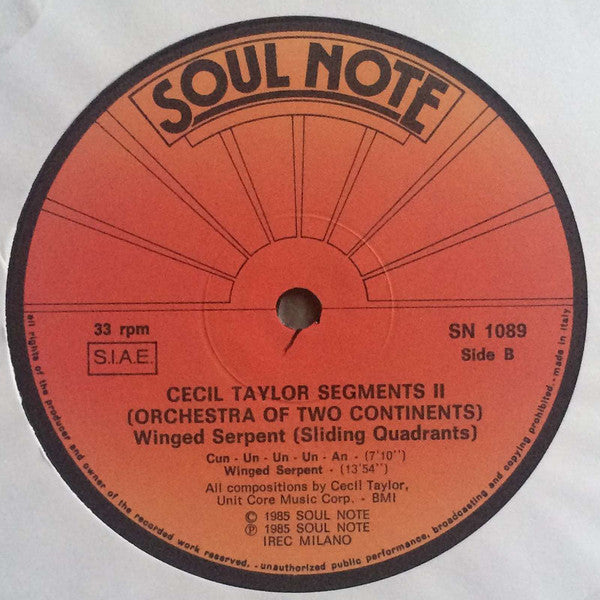 Cecil Taylor Segments II (Orchestra Of Two Continents) : Winged Serpent (Sliding Quadrants) (LP, Album)