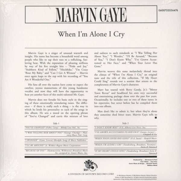 Marvin Gaye : When I'm Alone I Cry (LP, Album, RE)
