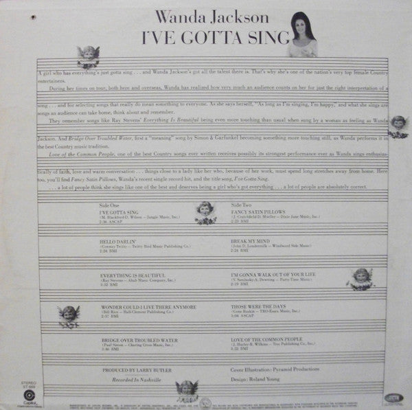 Wanda Jackson : I've Gotta Sing (LP, Album, Win)
