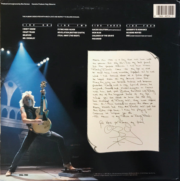 Ozzy Osbourne, Randy Rhoads : Tribute (2xLP, Album, DMM)