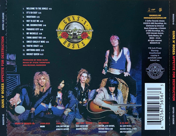 Guns N' Roses : Appetite For Destruction (CD, Album, RE, RM)