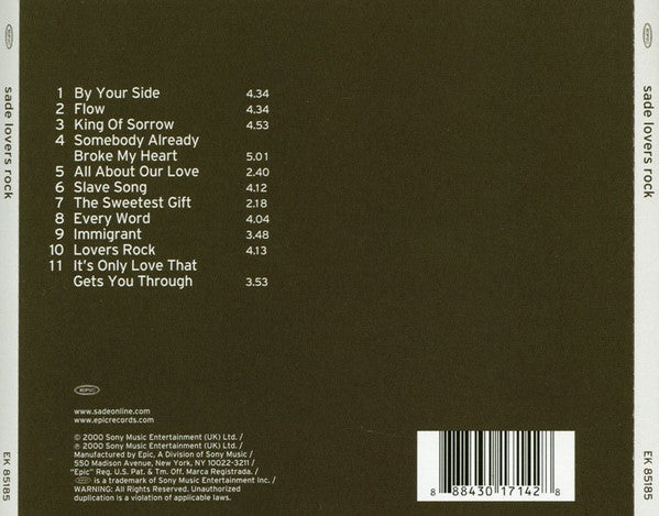 Sade : Lovers Rock (CD, Album, RE, DAD)