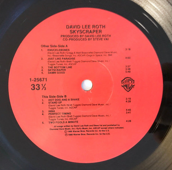 David Lee Roth : Skyscraper (LP, Album, All)