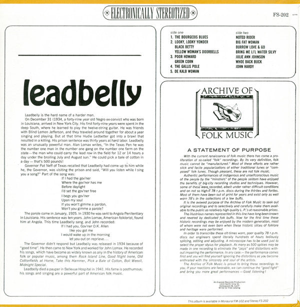 Leadbelly : Leadbelly (LP, Album, RE)