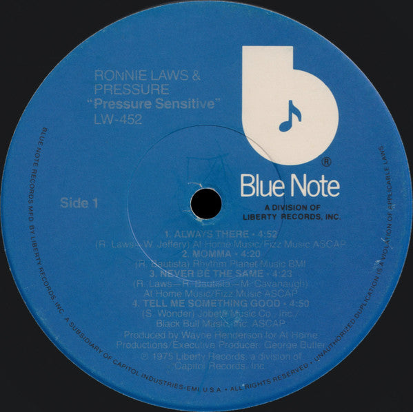 Ronnie Laws & Pressure (19) : Pressure Sensitive (LP, Album, RE, Jac)