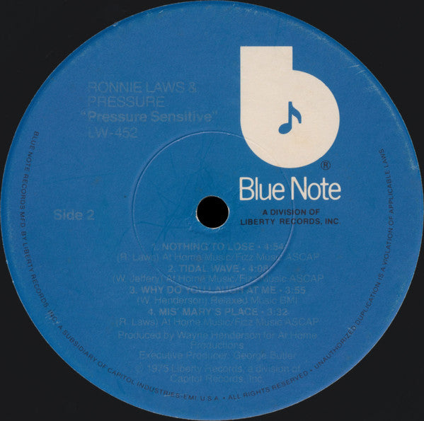 Ronnie Laws & Pressure (19) : Pressure Sensitive (LP, Album, RE, Jac)