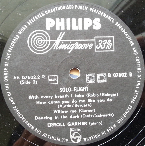 Erroll Garner : Solo Flight (10", Album)