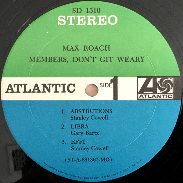 Max Roach : Members, Don't Git Weary (LP, Album, Mon)