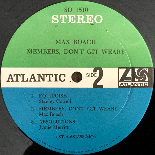 Max Roach : Members, Don't Git Weary (LP, Album, Mon)