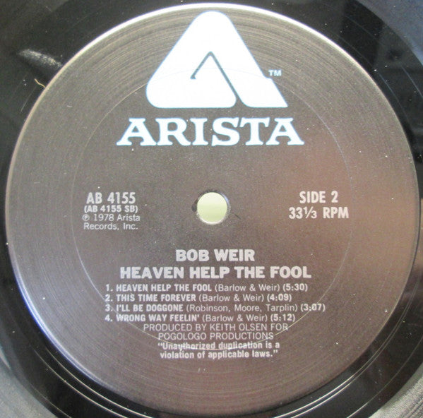 Bob Weir : Heaven Help The Fool (LP, Album, San)