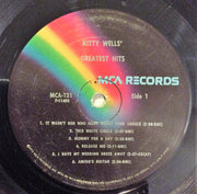 Kitty Wells : Kitty Wells' Greatest Hits (LP, Comp, RE, Pin)