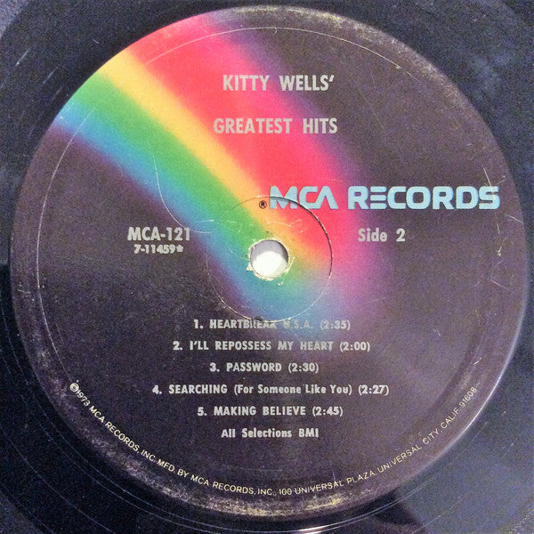 Kitty Wells : Kitty Wells' Greatest Hits (LP, Comp, RE, Pin)