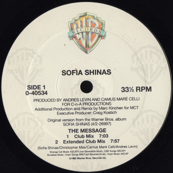 Sofia Shinas : The Message (12", Maxi)