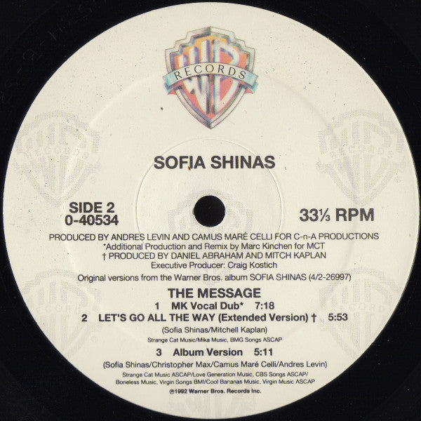 Sofia Shinas : The Message (12", Maxi)