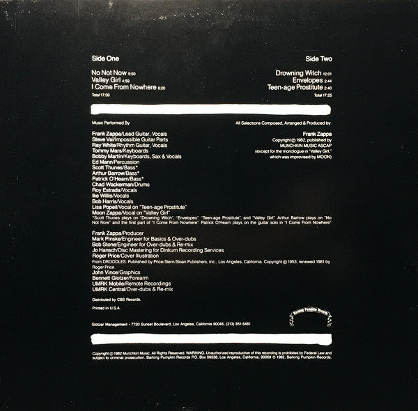 Frank Zappa : Ship Arriving Too Late To Save A Drowning Witch (LP, Album, Ter)