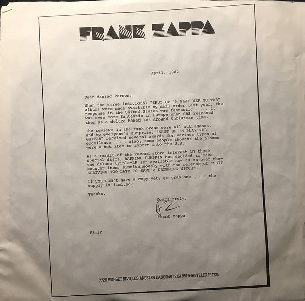 Frank Zappa : Ship Arriving Too Late To Save A Drowning Witch (LP, Album, Ter)