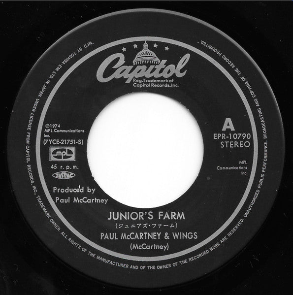 ポール・マッカートニー&ウイングス* = Paul McCartney & Wings* : ジュニアズ・ファーム = Junior's Farm  (7", Single, RE)