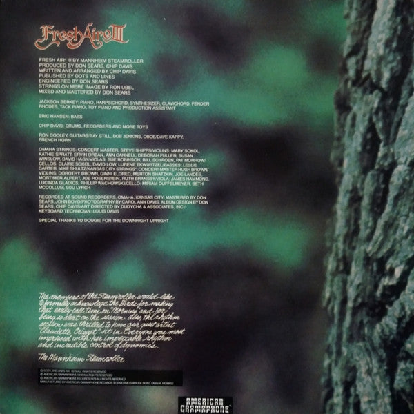 Mannheim Steamroller : Fresh Aire III (LP, Album, RP, 681)