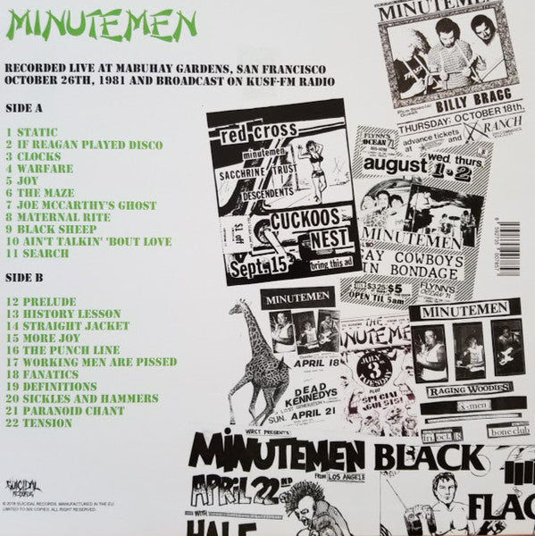 Minutemen : Sickles And Hammers - The Lost 1981 Mabuhay Broadcast (LP, Album, Ltd, Unofficial)