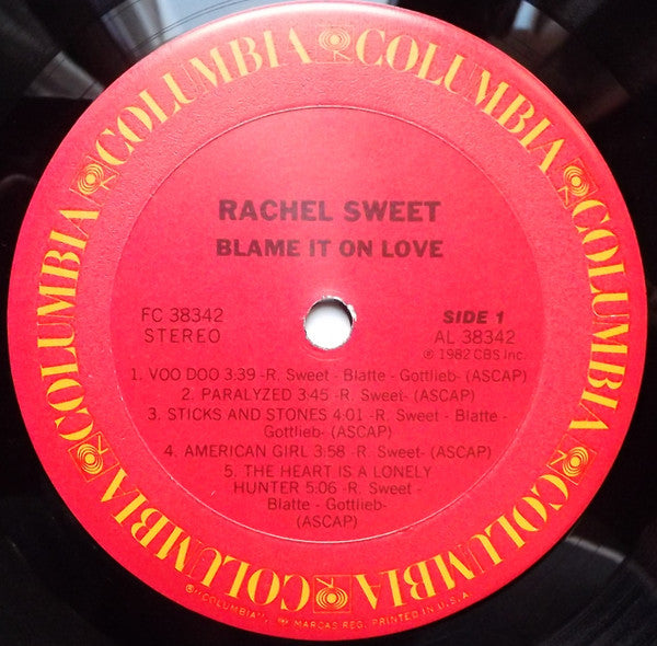 Rachel Sweet : Blame It On Love (LP, Album, Pit)