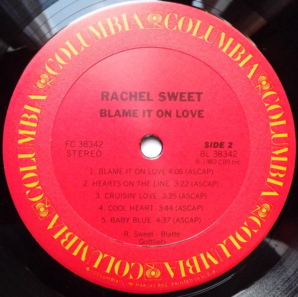 Rachel Sweet : Blame It On Love (LP, Album, Pit)