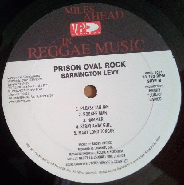 Barrington Levy : Prison Oval Rock (LP, Album, RE, RP)