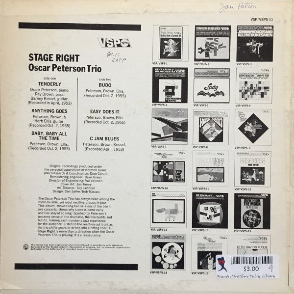 The Fabulous Oscar Peterson Trio* : Stage Right (LP, Comp)