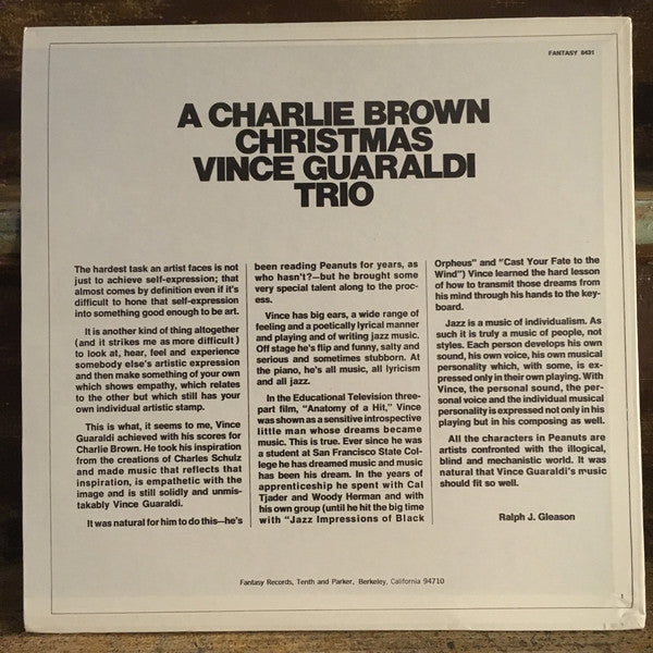Vince Guaraldi : A Charlie Brown Christmas (LP, Album, RE)