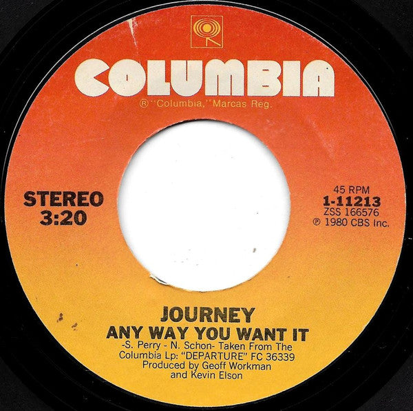 Journey : Any Way You Want It (7", Single, Pit)