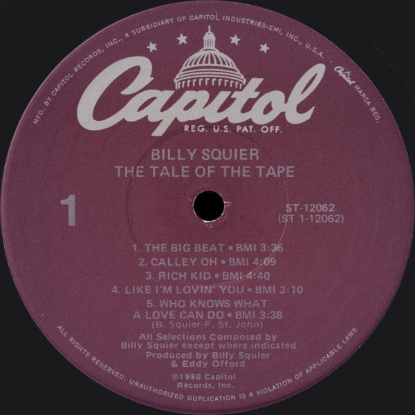 Billy Squier : The Tale Of The Tape (LP, Album, Jac)
