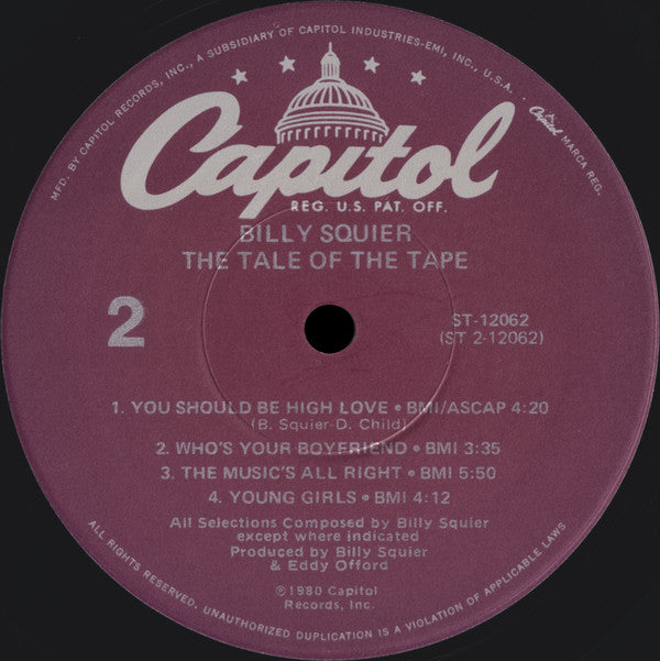 Billy Squier : The Tale Of The Tape (LP, Album, Jac)