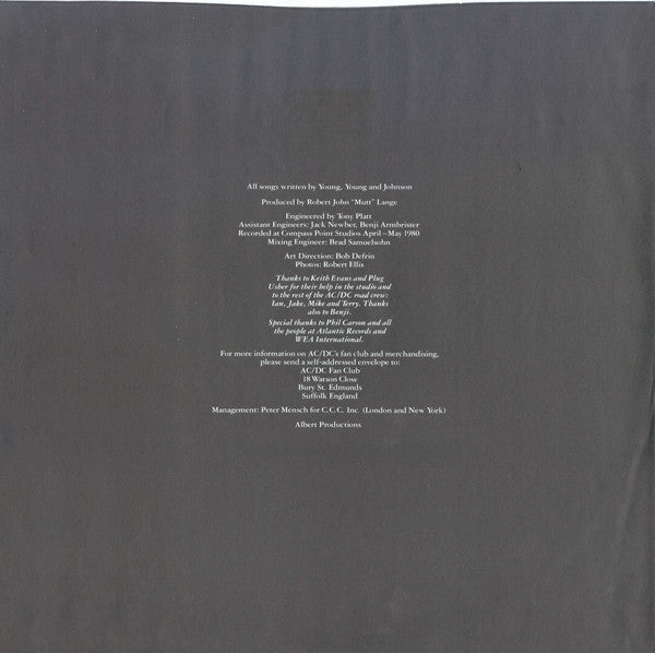 AC/DC : Back In Black (LP, Album, RE, All)