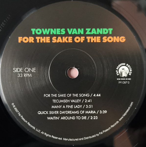 Townes Van Zandt : For The Sake Of The Song (LP, Album, Club, RE, RM, 180)