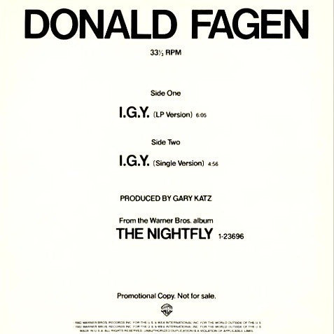 Donald Fagen : I.G.Y. (What A Beautiful World) (12", Promo)