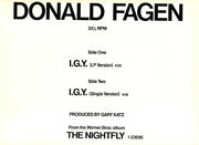 Donald Fagen : I.G.Y. (What A Beautiful World) (12", Promo)