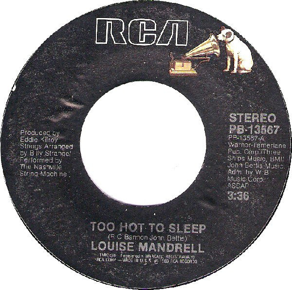 Louise Mandrell : Too Hot To Sleep (7", Single, Ind)