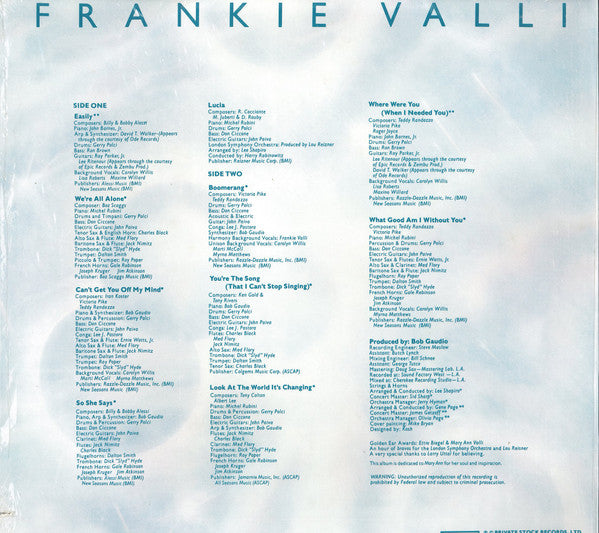 Frankie Valli : Valli (LP, Album, Ter)
