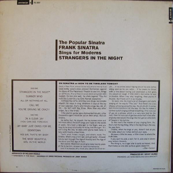 Frank Sinatra : Strangers In The Night (LP, Album)