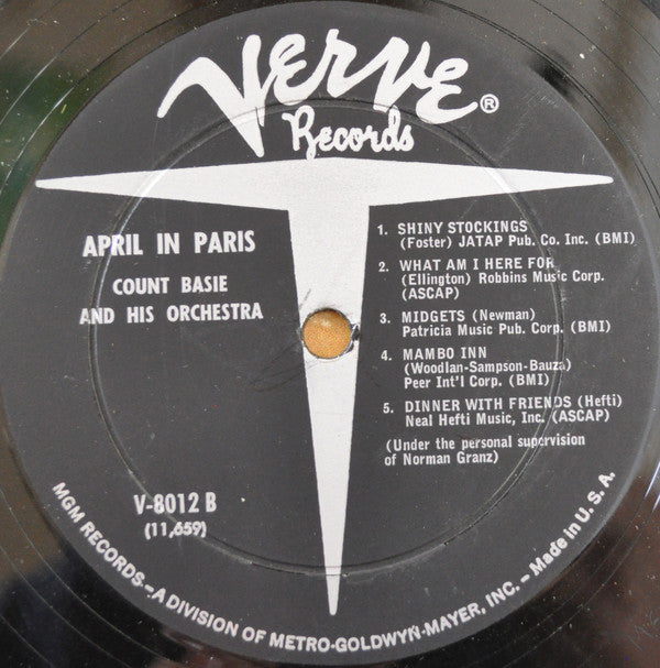 Count Basie And His Orchestra* : April In Paris (LP, Album, Mono)