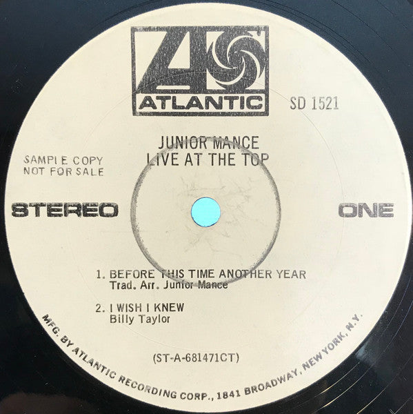 Junior Mance Guest Artist: David "Fathead" Newman : Live At The Top (LP, Promo, Ter)