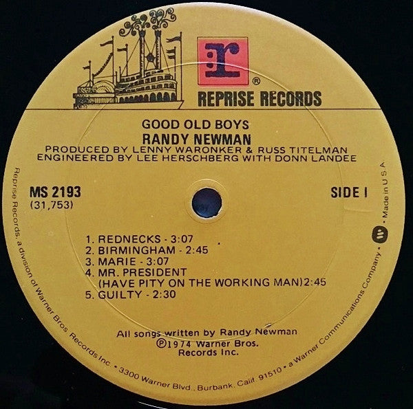 Randy Newman : Good Old Boys (LP, Album, RP, Gol)