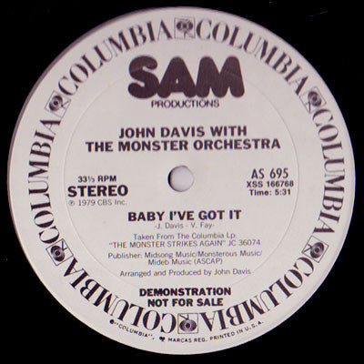John Davis With The Monster Orchestra* : Baby I've Got It / That's What I Get (12", Single, Promo)