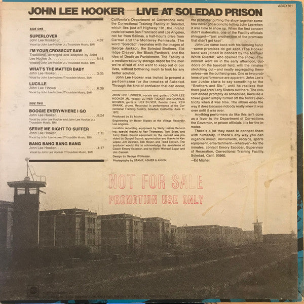 John Lee Hooker : Live At Soledad Prison (LP, Album, Promo, RCA)