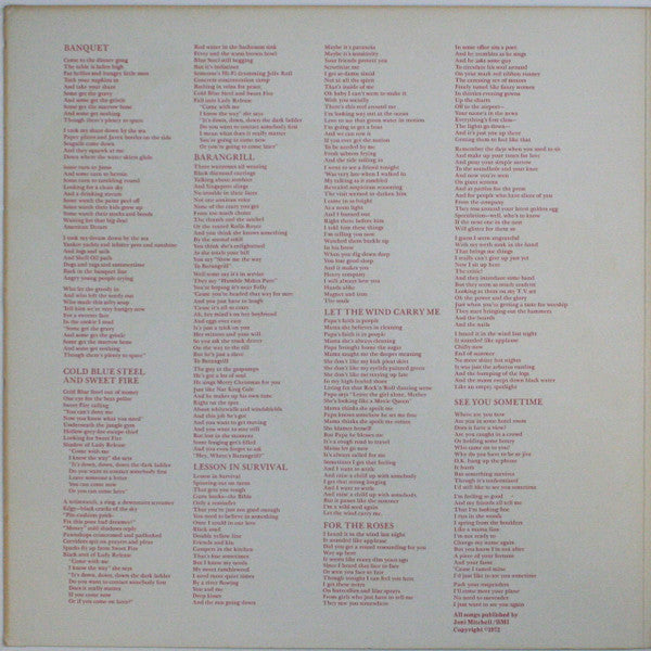 Joni Mitchell : For The Roses (LP, Album, PR )
