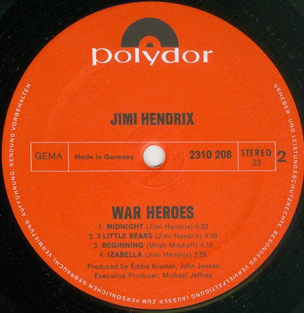 Jimi Hendrix : War Heroes (LP, Album)