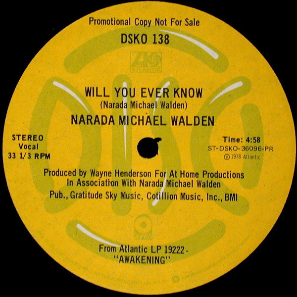 Narada Michael Walden : I Don't Want Nobody Else (To Dance With You) (12", Promo)