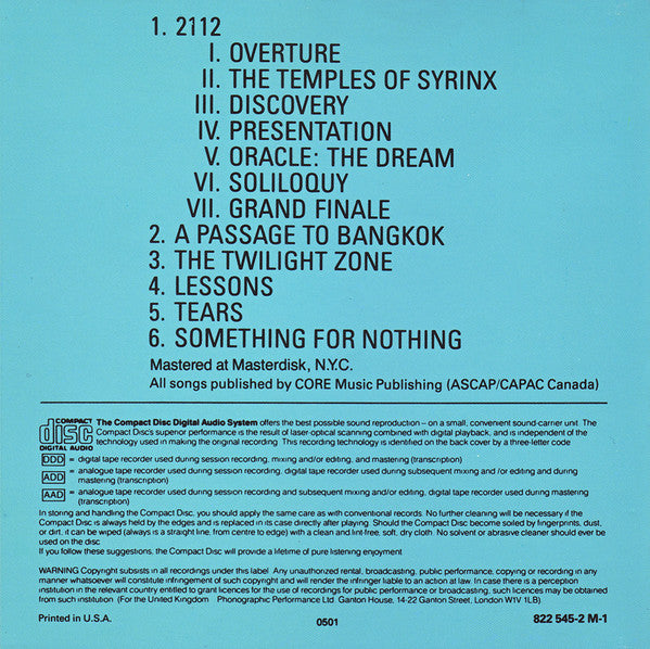 Rush : 2112 (CD, Album, RE)