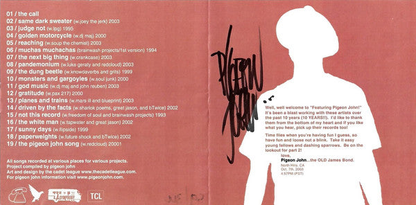 Pigeon John : Featuring Pigeon John (CDr, Album, Comp)