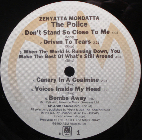 The Police : Zenyatta Mondatta (LP, Album, RE, B -)
