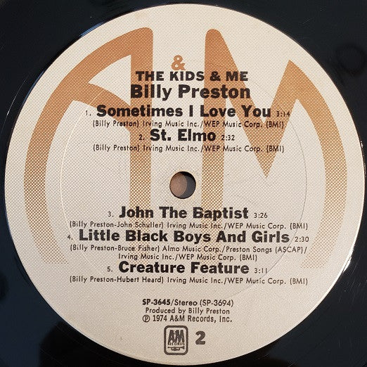 Billy Preston : The Kids & Me (LP, Album, Ter)